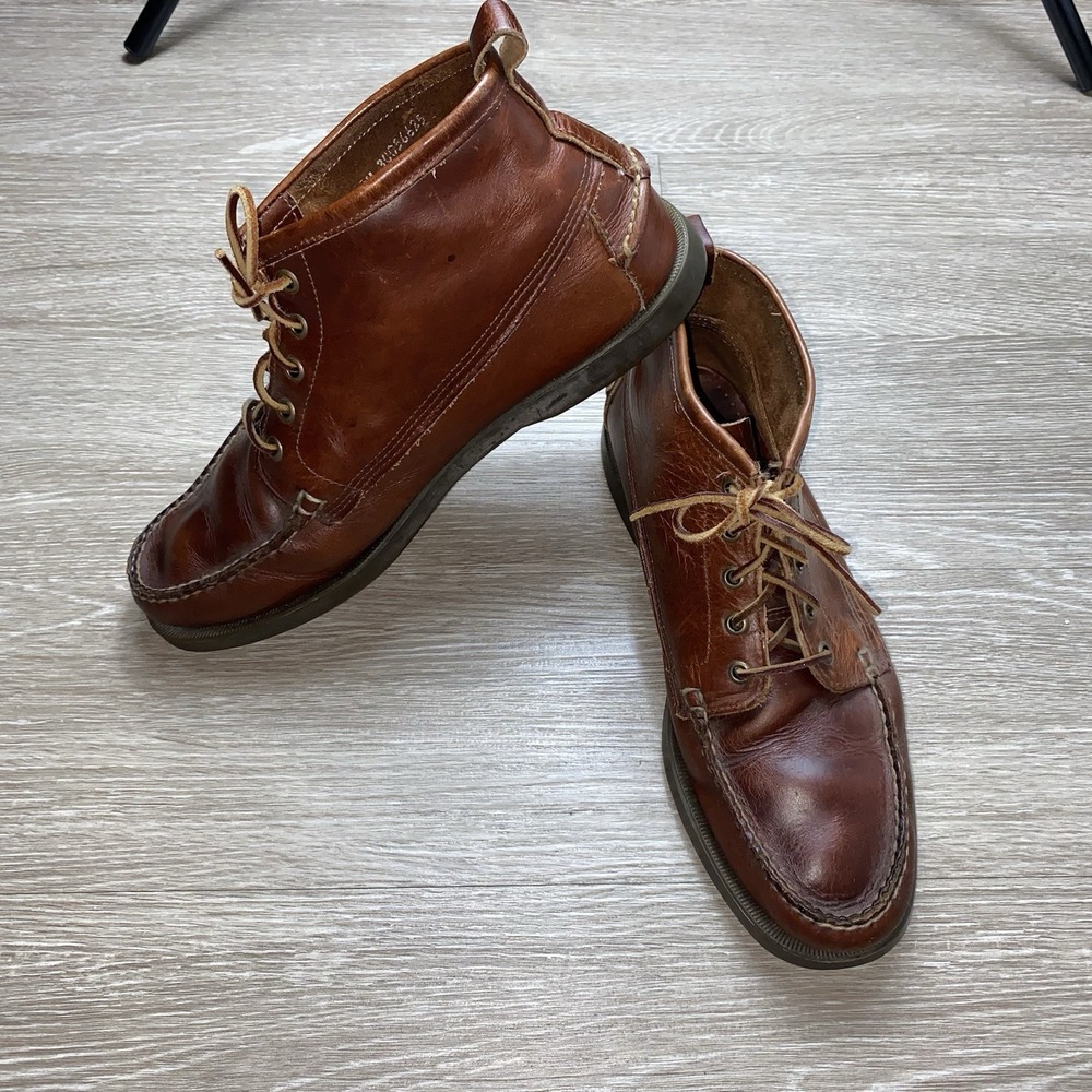 Vintage Sebago Dock Side Leather Moccasin Boots Men's 11 M Brown USA Heritage
